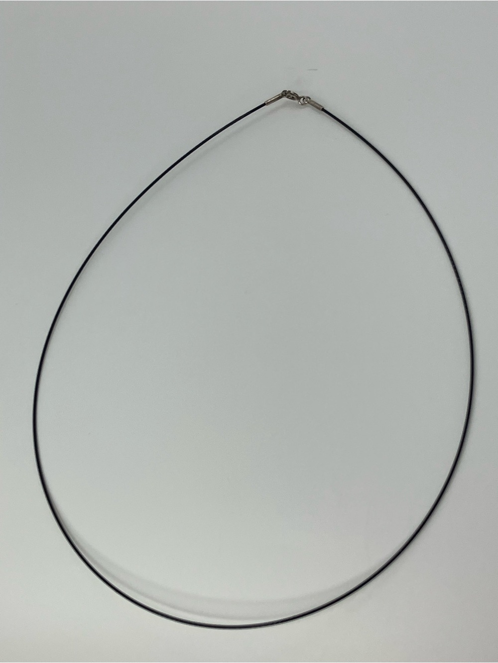 925 Sterling Silver Clasp Minimalist Black Coated Wire Metal Cord Necklace 19”
